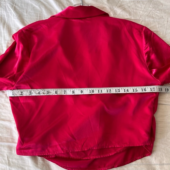 NWT Rachel Zoe Hot Pink Satin Drape Blouse M - Picture 11 of 12